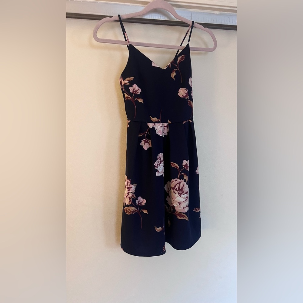 Monteau Navy and Pink Floral Kids Dress